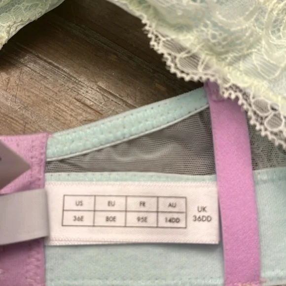 Anthropologie Dora Larsen 36 E Colorful Lace Bra New with tags - Picture 4 of 10